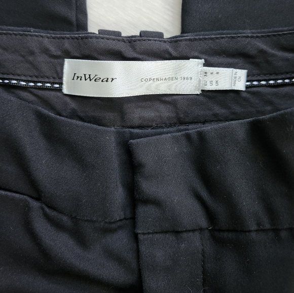 Inwear Black Satin Trim Straight Leg Trousers - Picture 5 of 5